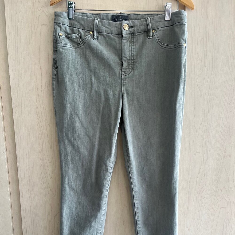 Chicos Jeans So Slimming Womens Size 1 Slim Ankle Light Green Denim Stretch Jean